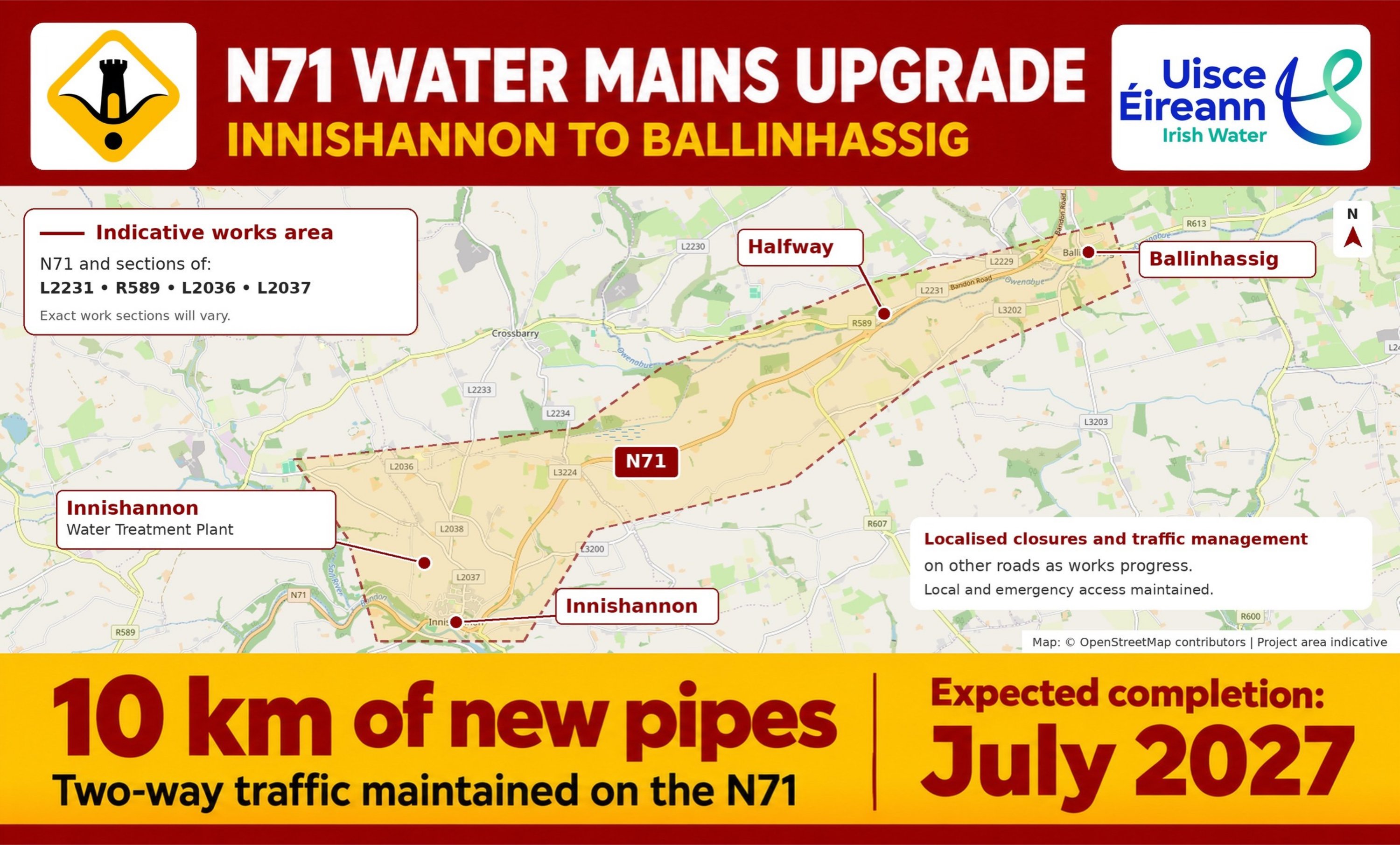 Water Mains Replacement Works to Begin on N71 Between Innishannon and Ballinhassig